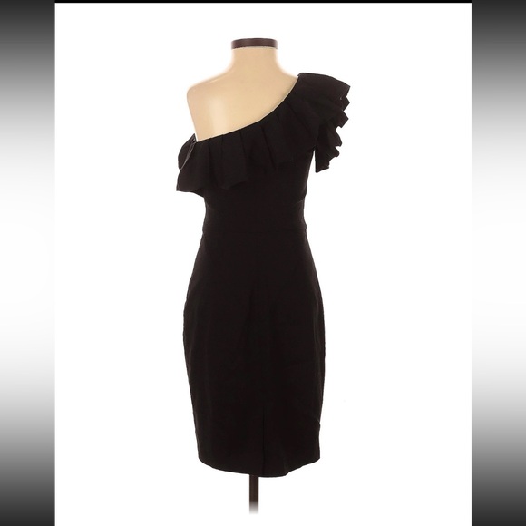 Rachel Zoe Black One-Shoulder Ruffle Dress - Picture 2 of 5